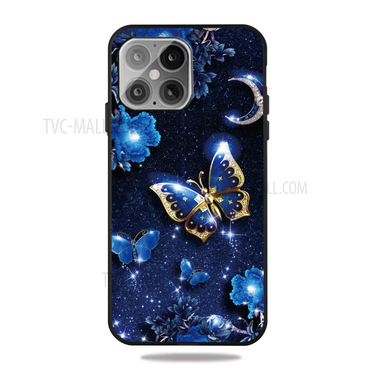 Pattern Printing Matte TPU Back Cover for iPhone 12 5.4 inch - Blue Butterfly-1