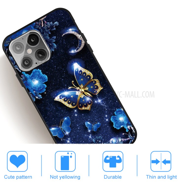 Pattern Printing Matte TPU Back Cover for iPhone 12 5.4 inch - Blue Butterfly-5