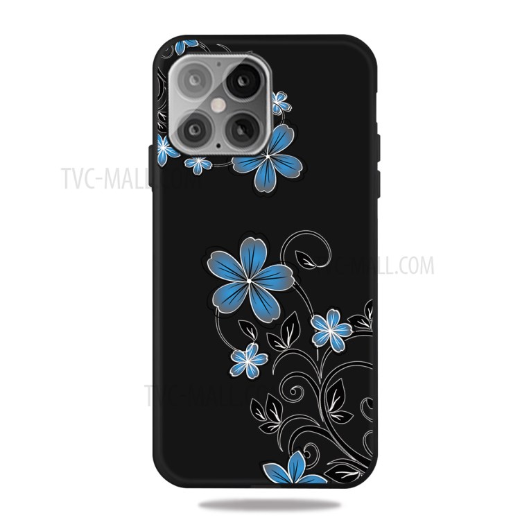 Pattern Printing Matte TPU Shell for iPhone 12 Pro Max 6.7 inch - Blue Flower-1