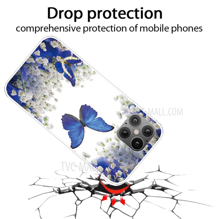 Pattern Printing Soft TPU Shell Case for iPhone 12 Pro Max 6.7-inch - Blue Butterfly-2