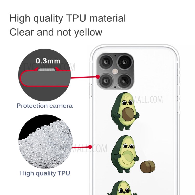 Pattern Printing Soft TPU Shell Case for iPhone 12 Pro Max 6.7-inch - Avocado-3