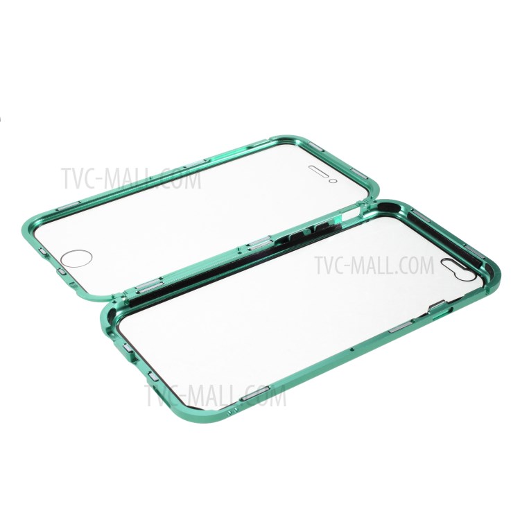 Double-sided Tempered Glass + Magnetic Adsorption Metal Frame Protection Phone Cover for iPhone 6/6s 4.7-inch - Green-2