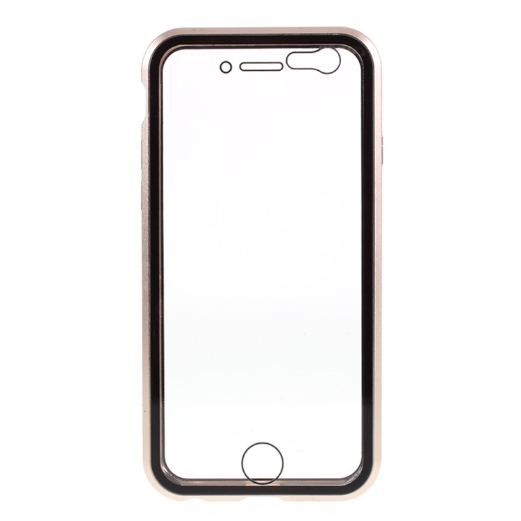 Double-sided Tempered Glass + Magnetic Adsorption Metal Frame Protection Phone Cover for iPhone 6/6s 4.7-inch - Gold-2