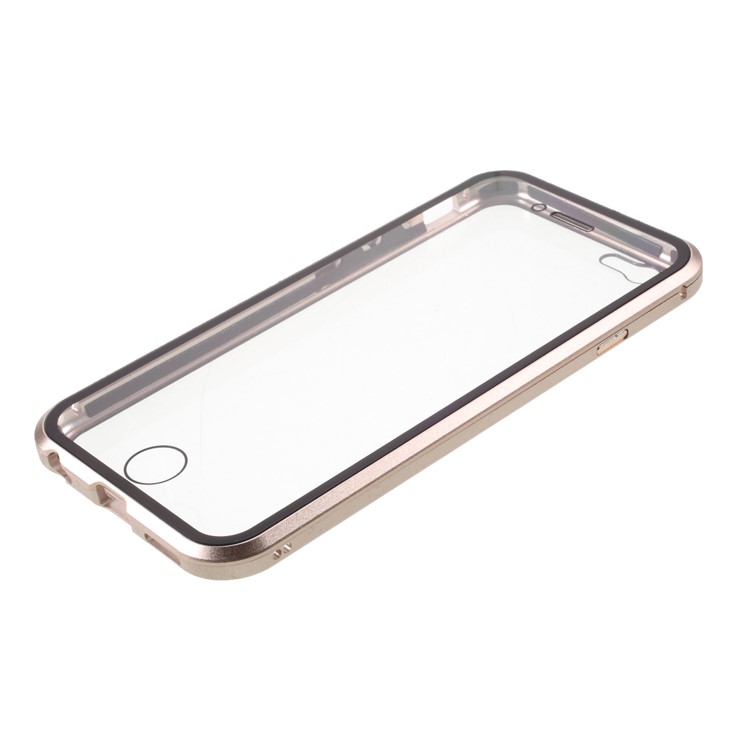 Double-sided Tempered Glass + Magnetic Adsorption Metal Frame Protection Phone Cover for iPhone 6/6s 4.7-inch - Gold-5