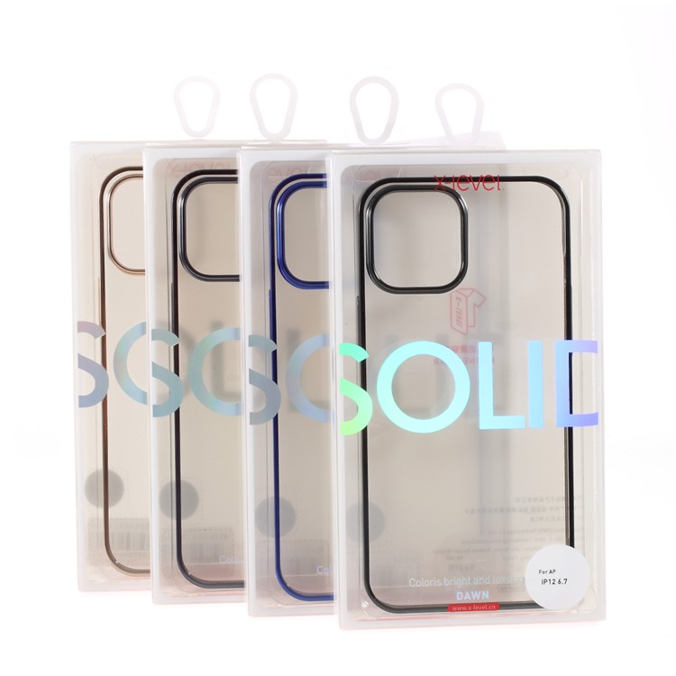 X-LEVEL Dawn Series Electroplated PC Hard Clear Phone Cover for iPhone 12 Pro Max 6.7 inch - Black-9