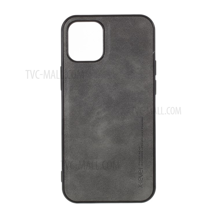 X-LEVEL Vintage Style PU Leather Coated TPU Phone Shell for iPhone 12 mini - Grey-1