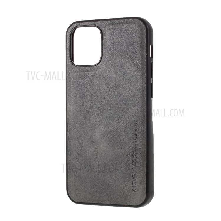 X-LEVEL Vintage Style PU Leather Coated TPU Phone Shell for iPhone 12 mini - Grey-2