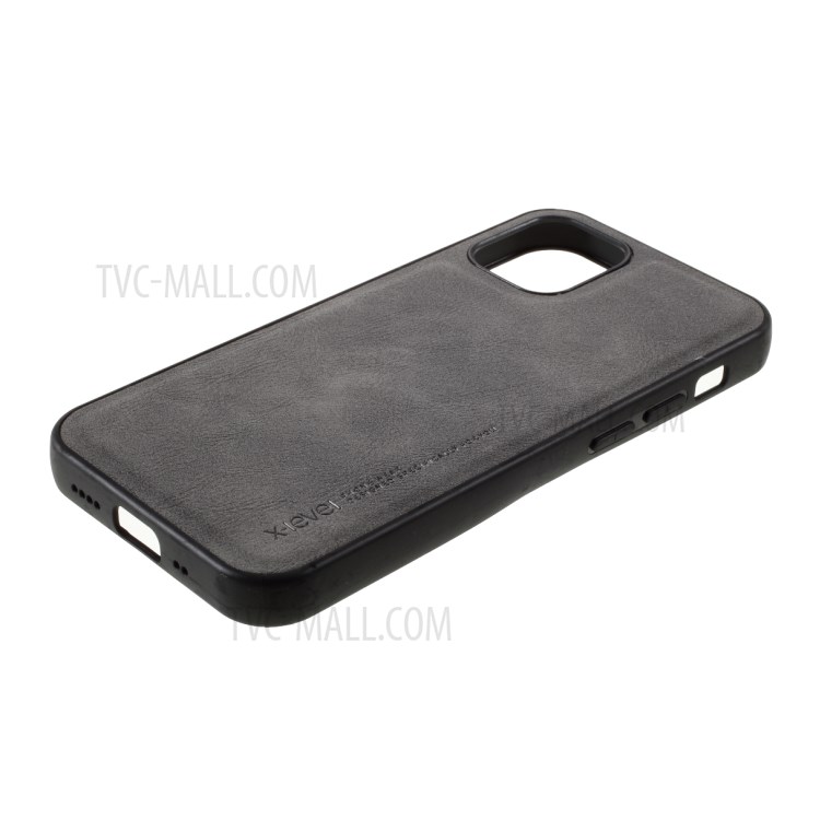 X-LEVEL Vintage Style PU Leather Coated TPU Phone Shell for iPhone 12 mini - Grey-3