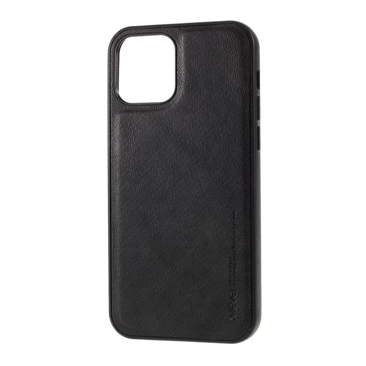 X-LEVEL Vintage Style PU Leather Coated TPU Cell Phone Case for iPhone 12 Pro Max 6.7 inch - Black-2