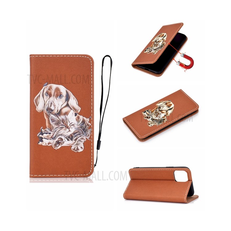 Pattern Printing Case Stand Stylish Leather Phone Cover for iPhone 12 Pro Max 6.7 inch - Dog-1