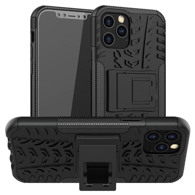 Cool Tyre Hybrid PC + TPU Cell Phone Cover with Kickstand for iPhone 12 Max / 12 Pro 6.1 inch - Black-1