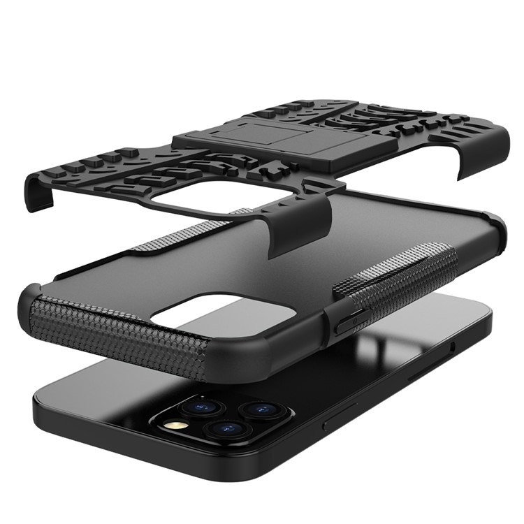 Cool Tire Hybrid PC + TPU -mobiltelefonabdeckung Mit Kickstand Für Iphone 12 Pro/12 - Schwarz-6