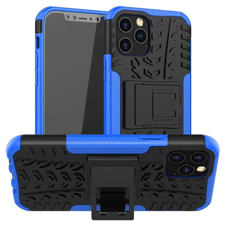 Cool Tire Hybrid PC + TPU Couverture de Téléphone Portable Avec la Merde Pour Iphone 12 Pro / 12 - Bleu