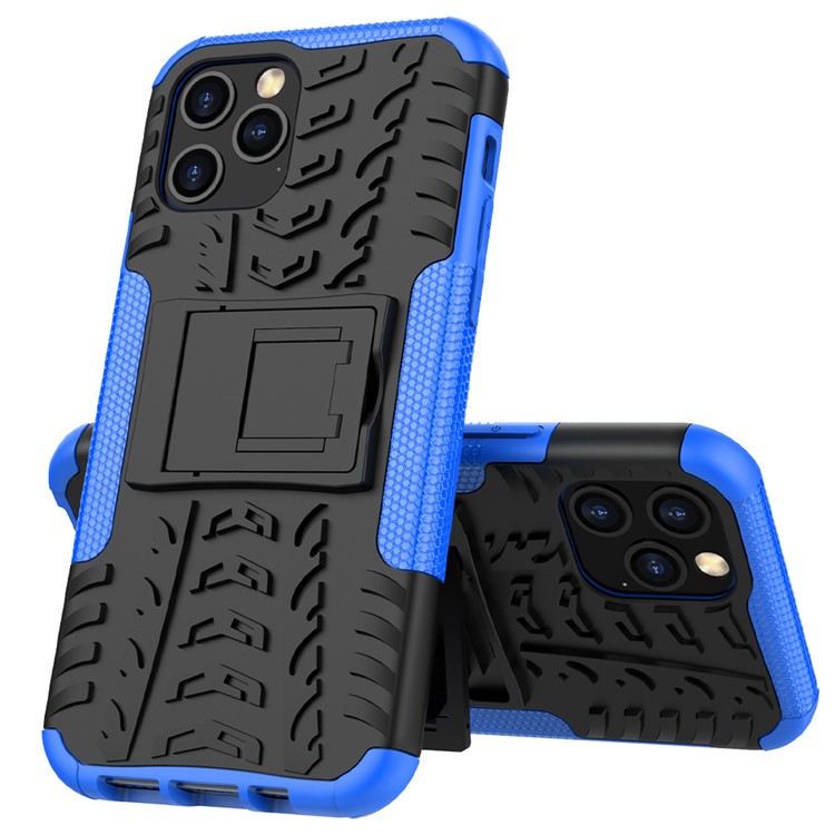 Cool Tire Hybrid PC + TPU Couverture de Téléphone Portable Avec la Merde Pour Iphone 12 Pro / 12 - Bleu