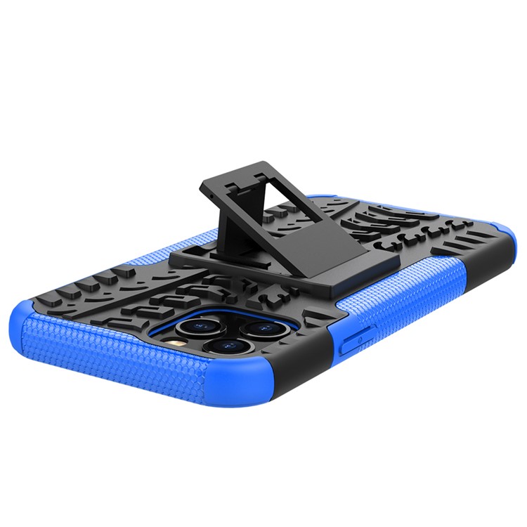 Cool Pneu Híbrido PC + TPU Celular Tampa Com Kickstand Para Iphone 12 Pro/12 - Azul