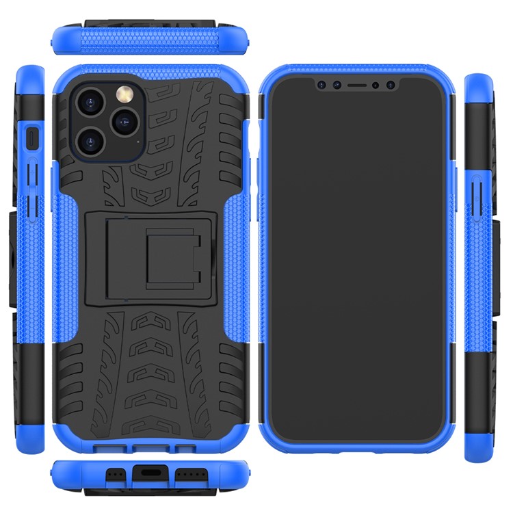 Cool Tyre Hybrid PC + TPU Cell Phone Cover with Kickstand for iPhone 12 Pro/12 - Blue-9