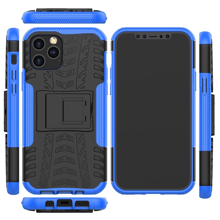 Cool Tire Hybrid PC + TPU -mobiltelefonabdeckung Mit Kickstand Für Iphone 12 Pro/12 - Blau