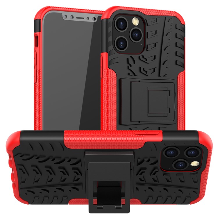 Cool Tyre Hybrid PC + TPU Cell Phone Cover with Kickstand for iPhone 12 Pro/12 - Red-1