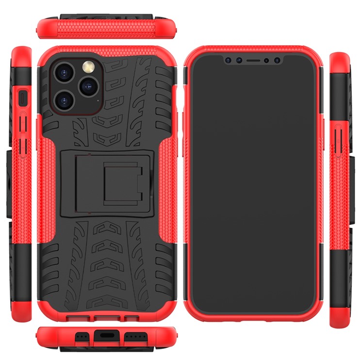 Cool Tyre Hybrid PC + TPU Cell Phone Cover with Kickstand for iPhone 12 Pro/12 - Red-2