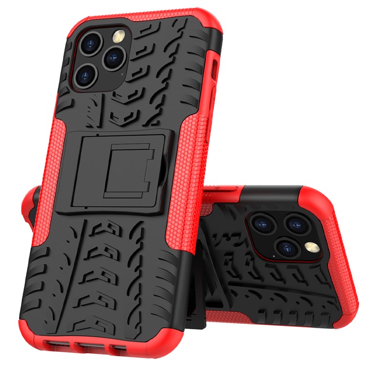 Cool Tyre Hybrid PC + TPU Cell Phone Cover with Kickstand for iPhone 12 Pro/12 - Red-3