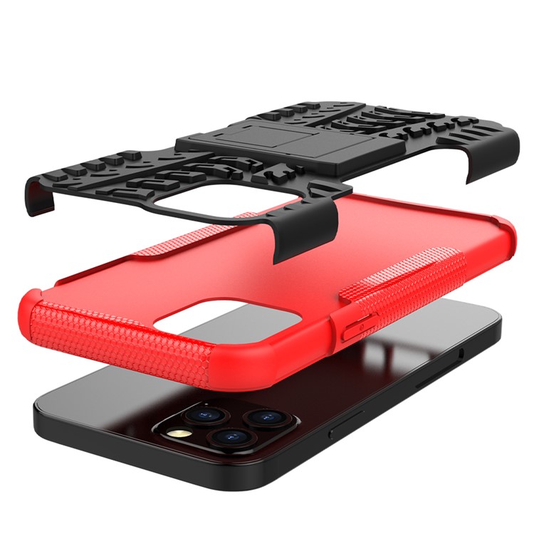 Cool Tyre Hybrid PC + TPU Cell Phone Cover with Kickstand for iPhone 12 Pro/12 - Red-7