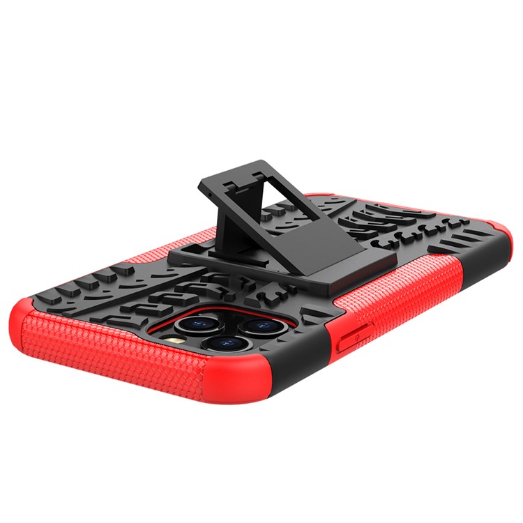 Cool Tyre Hybrid PC + TPU Cell Phone Cover with Kickstand for iPhone 12 Pro/12 - Red-8