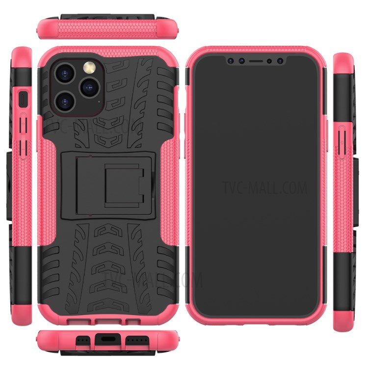 Cool Tyre Hybrid PC + TPU Cell Phone Cover with Kickstand for iPhone 12 Pro/12 - Rose-2