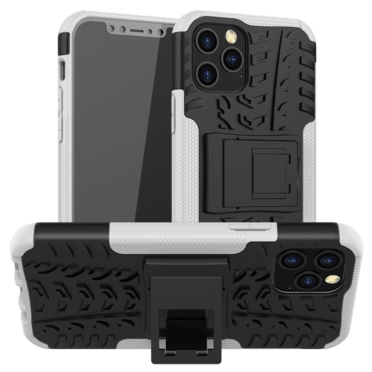Refroidir La Couverture De Téléphone Portable Hybride Pneu PC + TPU Avec Béquille Pour IPhone 12 Max / 12 Pro 6.1 Pouces - Blanc-1