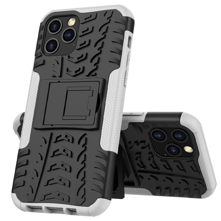 Refroidir La Couverture De Téléphone Portable Hybride Pneu PC + TPU Avec Béquille Pour IPhone 12 Max / 12 Pro 6.1 Pouces - Blanc-3