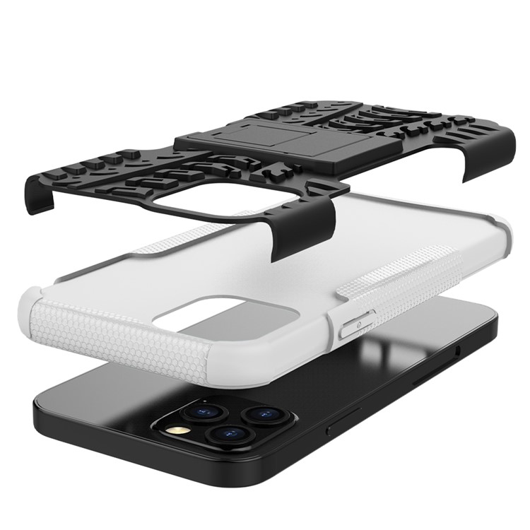 Refroidir La Couverture De Téléphone Portable Hybride Pneu PC + TPU Avec Béquille Pour IPhone 12 Max / 12 Pro 6.1 Pouces - Blanc-7