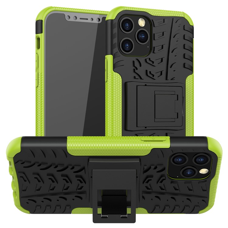 Cool Tyre Hybrid PC + TPU Cell Phone Cover with Kickstand for iPhone 12 Pro/12 - Green-1
