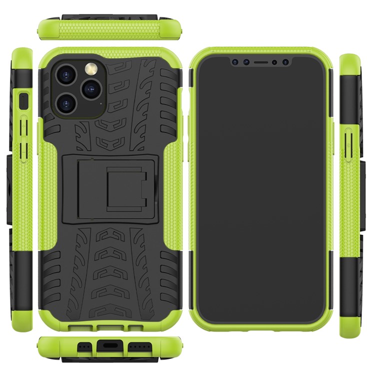 Cool Tyre Hybrid PC + TPU Cell Phone Cover with Kickstand for iPhone 12 Pro/12 - Green-2