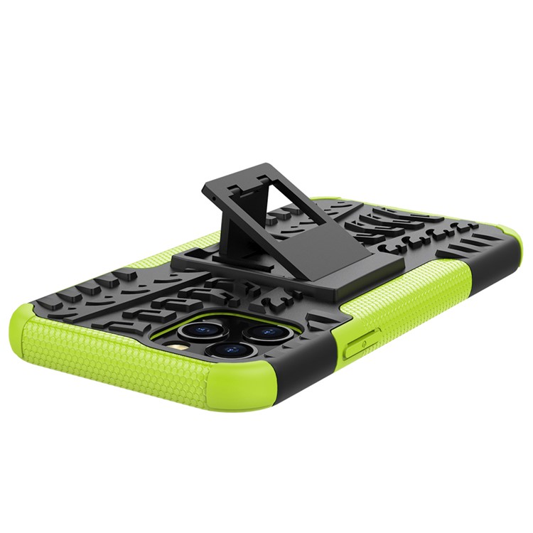Cool Tyre Hybrid PC + TPU Cell Phone Cover with Kickstand for iPhone 12 Pro/12 - Green-8