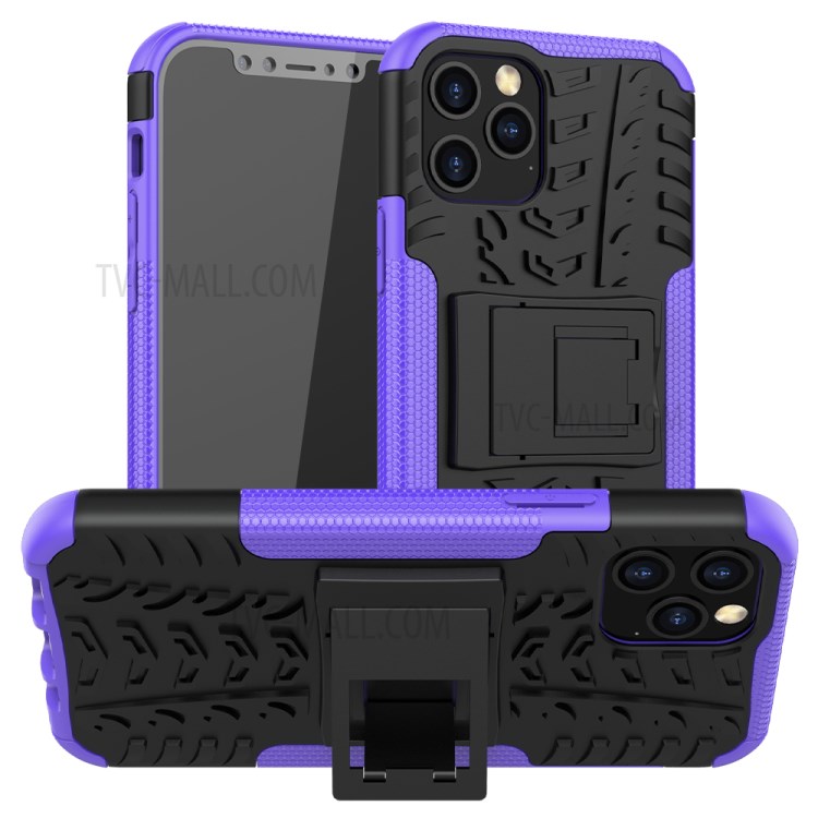 Cool Tyre Hybrid PC + TPU Cell Phone Cover with Kickstand for iPhone 12 Pro/12 - Purple-1