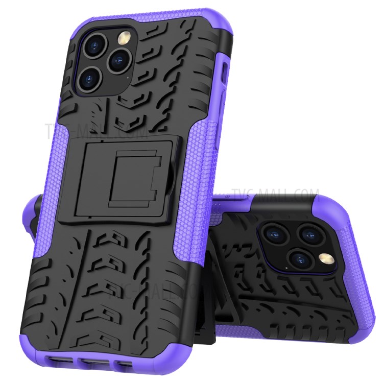 Cool Pneu Híbrido PC + TPU Celular Tampa Com Kickstand Para Iphone 12 Pro/12 - Roxo-3