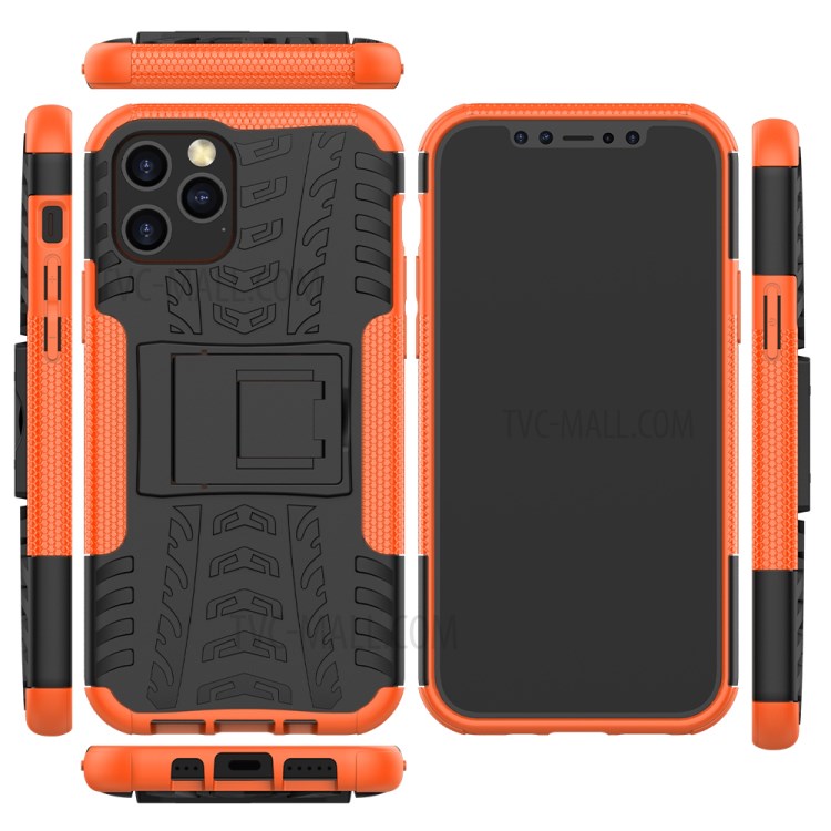 Cool Tyre Hybrid PC + TPU Cell Phone Cover with Kickstand for iPhone 12 Pro/12 - Orange-2