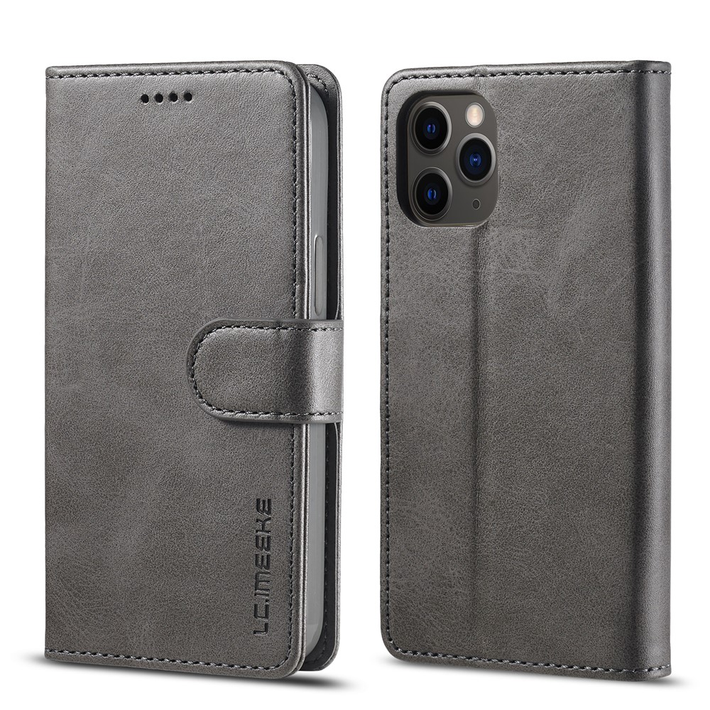 LC.IMEEKE Wallet Stand Leather Shell Mobile Phone Case for iPhone 12 Pro Max 6.7 inch - Grey-1