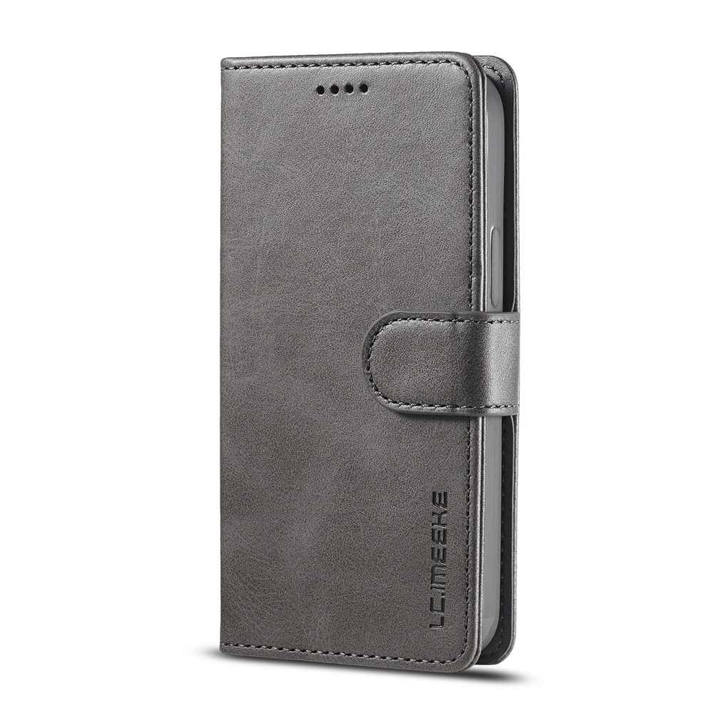 LC.IMEEKE Wallet Stand Leather Shell Mobile Phone Case for iPhone 12 Pro Max 6.7 inch - Grey-2