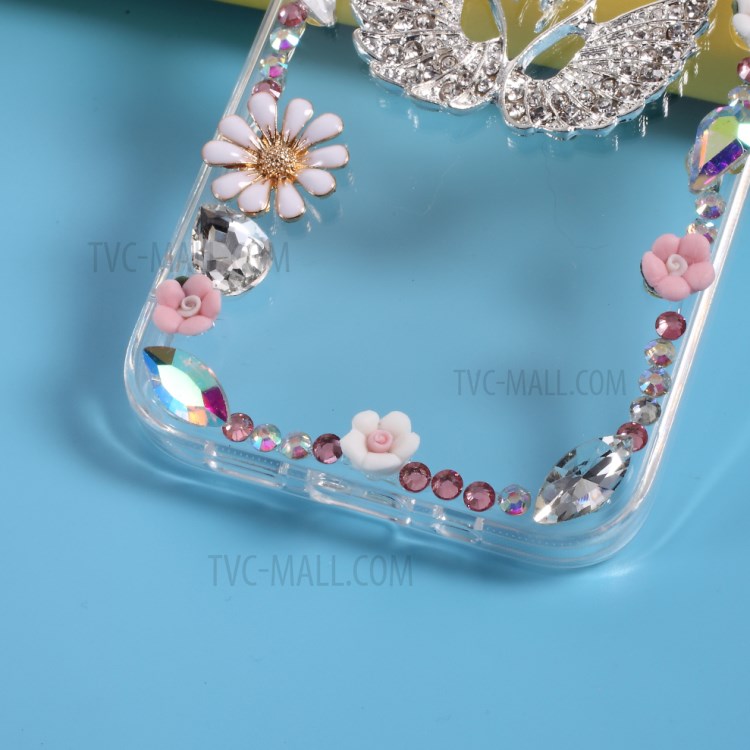 Rhinestone Decoration TPU Cell Phone Case for iPhone 12 mini - Swan-4