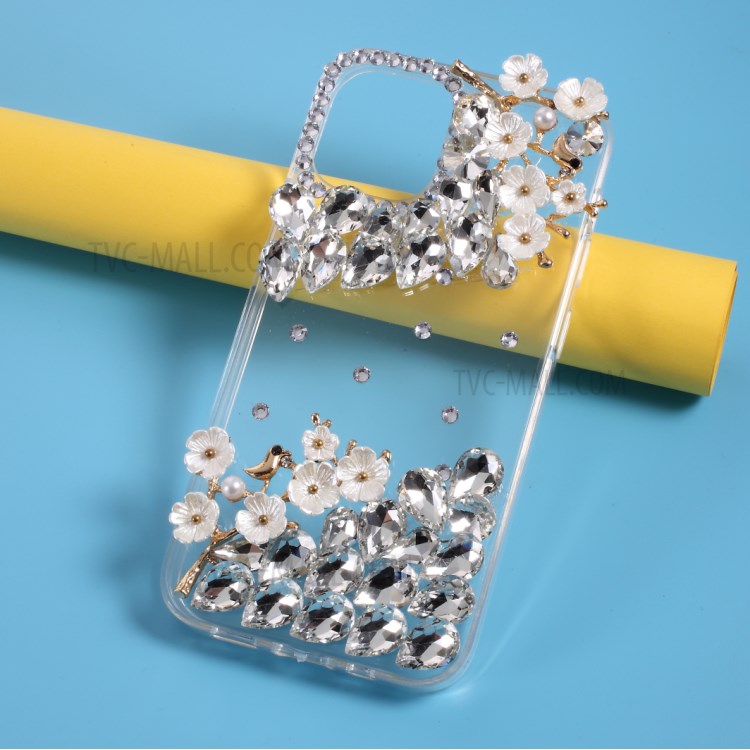 Rhinestone Decoration TPU Shell for iPhone 12 Pro Max 6.7 inch - Flower-2