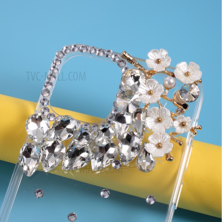 Rhinestone Decoration TPU Shell for iPhone 12 Pro Max 6.7 inch - Flower-3