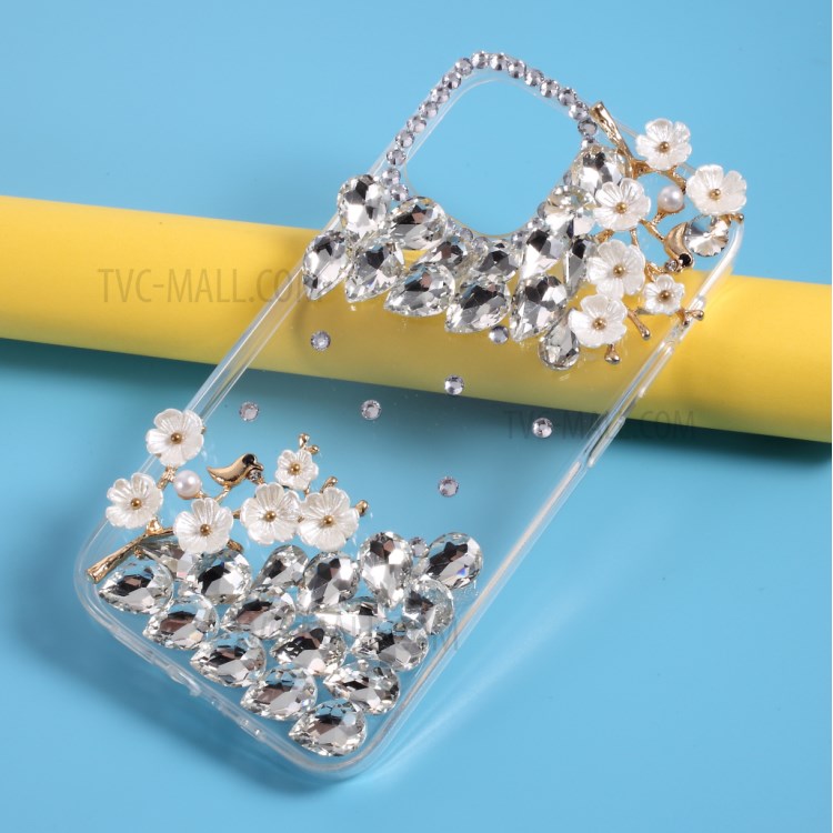 Rhinestone Decoration TPU Shell for iPhone 12 Pro Max 6.7 inch - Flower-5