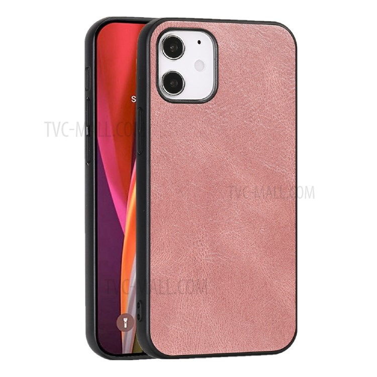 Phone Shell Crazy Horse Texture PU Leather Coated TPU Case for iPhone 12 5.4 inch - Rose Gold-3