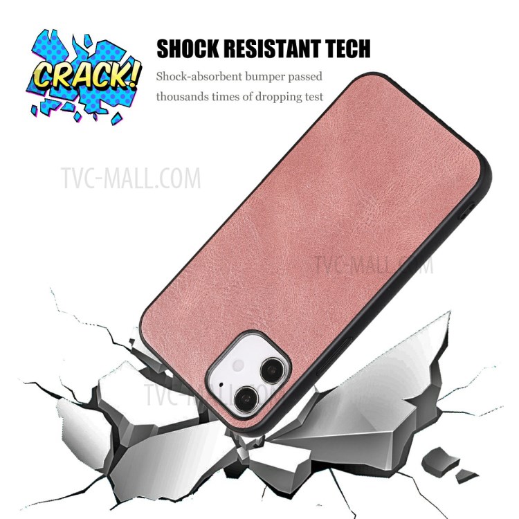 Phone Shell Crazy Horse Texture PU Leather Coated TPU Case for iPhone 12 5.4 inch - Rose Gold-8