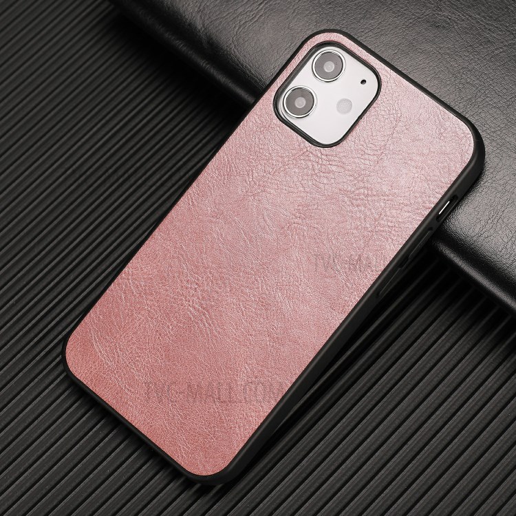Phone Shell Crazy Horse Texture PU Leather Coated TPU Case for iPhone 12 5.4 inch - Rose Gold-9
