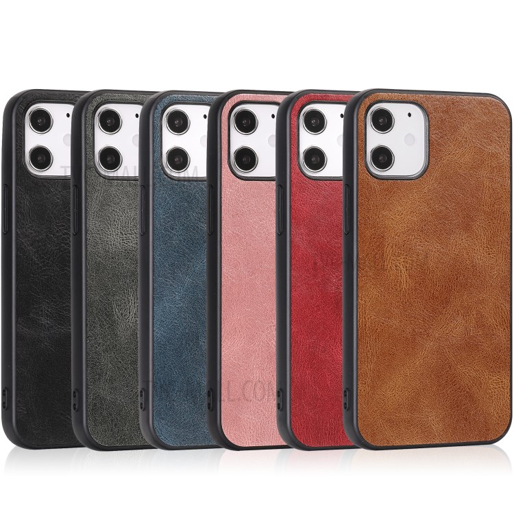 Phone Case Crazy Horse Texture PU Leather Coated TPU Shell for iPhone 12 Max/Pro 6.1 inch - Black-10