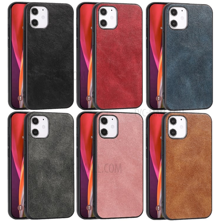 Phone Case Crazy Horse Texture PU Leather Coated TPU Shell for iPhone 12 Max/Pro 6.1 inch - Black-9