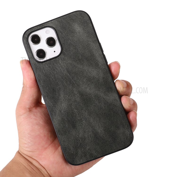 Phone Case Crazy Horse Texture PU Leather Coated TPU Cover for iPhone 12 Pro Max 6.7 inch - Green-4