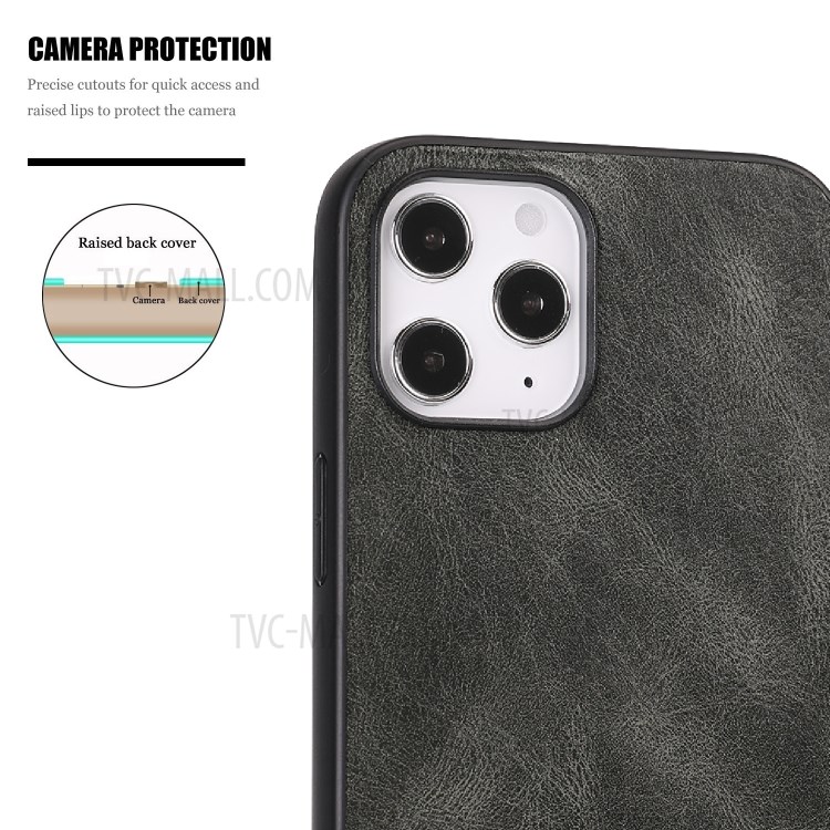 Phone Case Crazy Horse Texture PU Leather Coated TPU Cover for iPhone 12 Pro Max 6.7 inch - Green-7