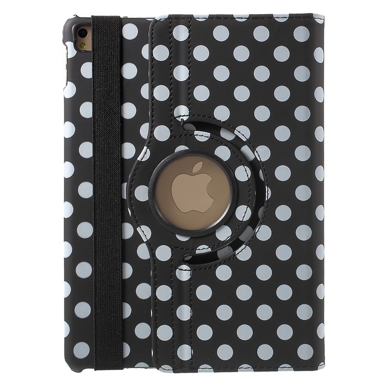 Polka Dots Rotary Stand Leather Case for iPad Pro 9.7 - Black-3